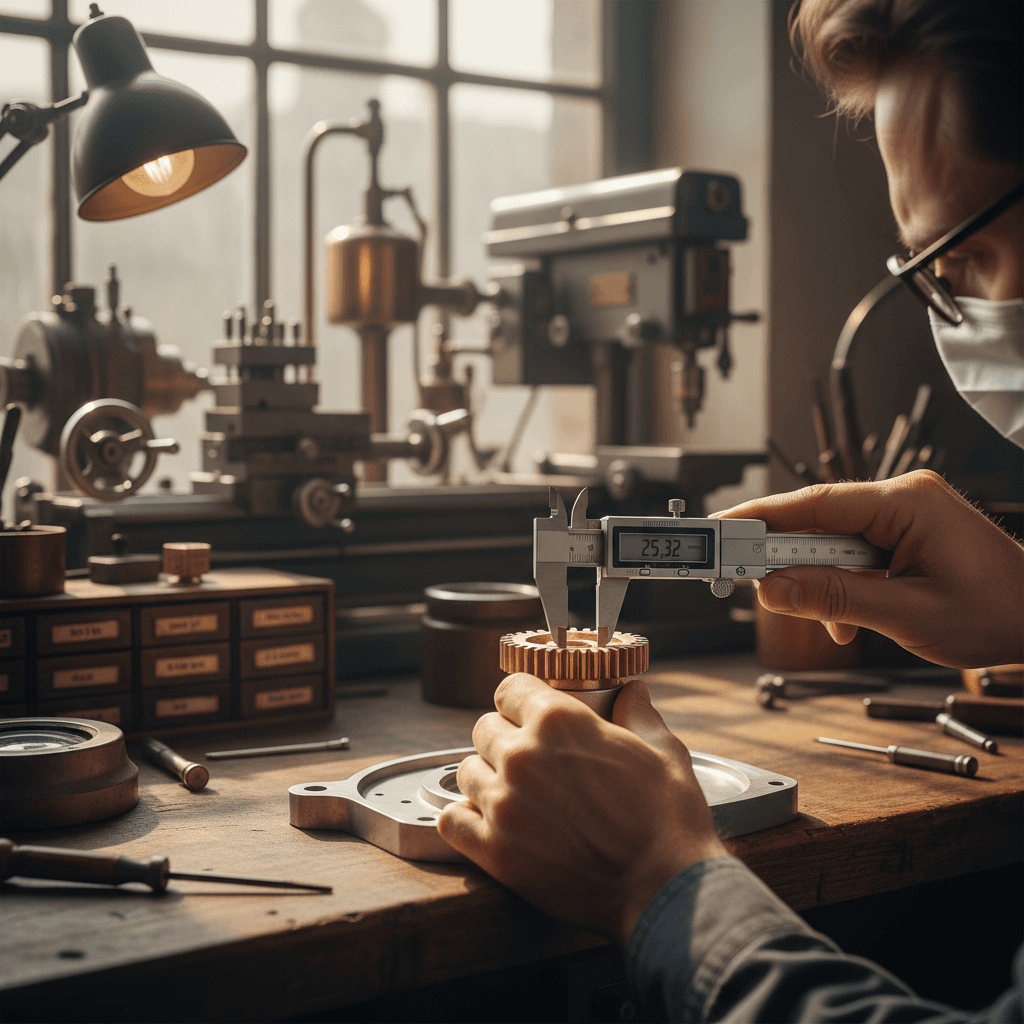 Skilled technician performing precision component fabrication
