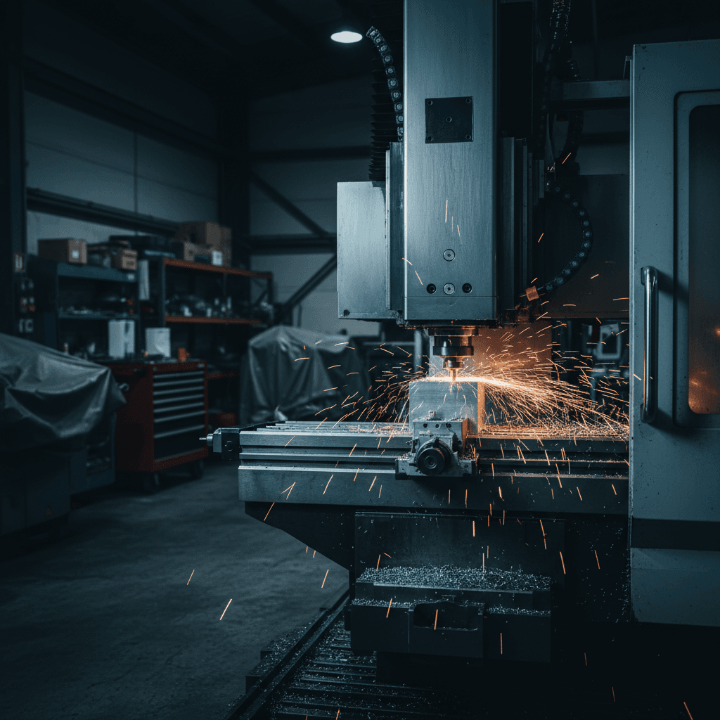 Modern CNC equipment performing precision manufacturing