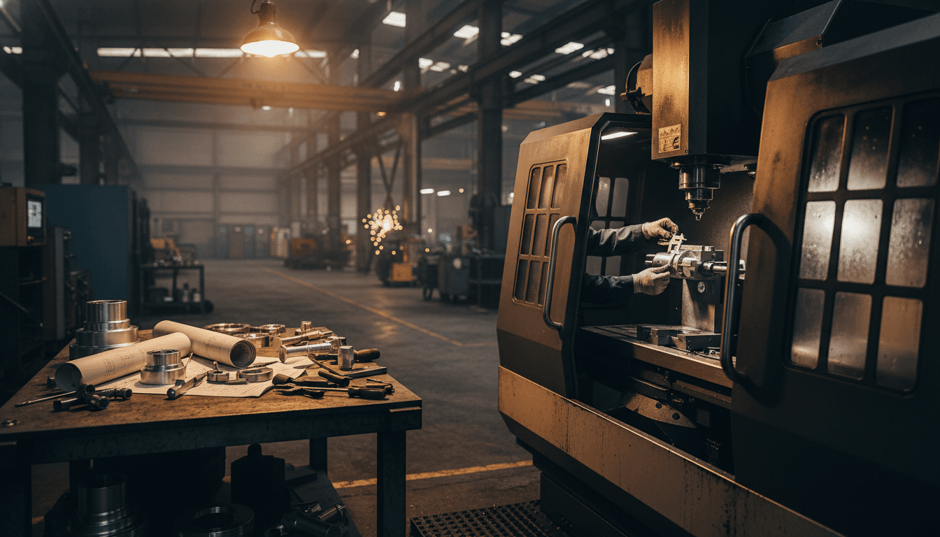 Precision machining workstation at Anderson Manufacturing in Ephraim